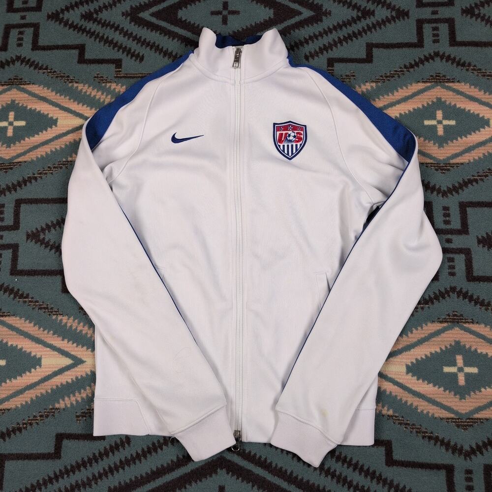 NIKE USA Football MEN'S US SOCCER TRACK JACKET White Red And Blue Medium